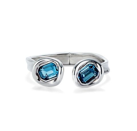 Uno de 50 Ser Valientie Rigid Sterling Plated With Blue Stone Bracelet