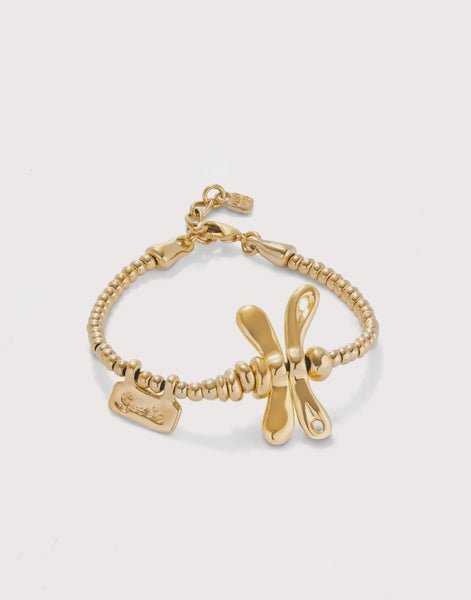 Uno de 50  18kt Gold Plated Dragonfly Bracelet