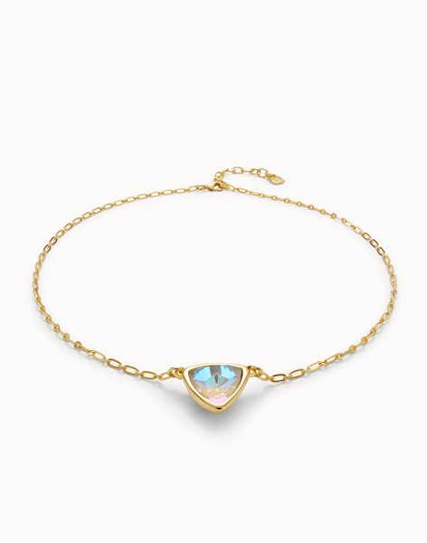 Uno de 50 Ser Camaleonica Link Pendant with Central Triangle Multi Color Crystal Necklace
