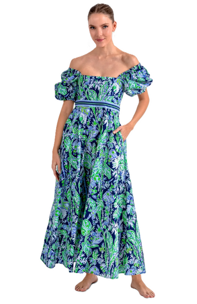 Gretchen Scott Women's  Maxi Navy Vintage Vines Promenade  Dress