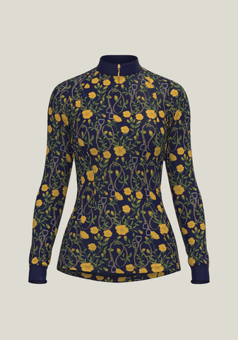 Espoir Equestrian Women's Navy Stirrups With Yellow Quarter Zip Shirt