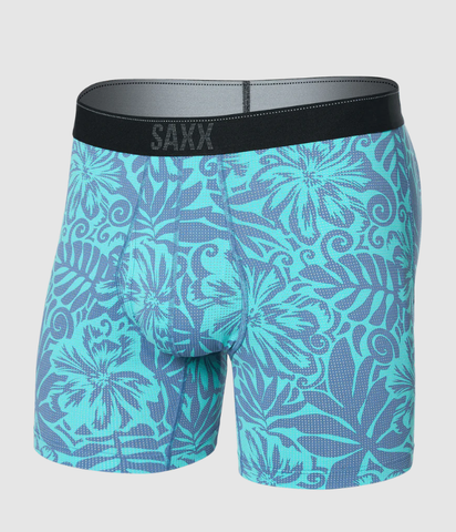 Saxx Men's Quest Boxer Brief Fly - Surf Flowers / Turquoise