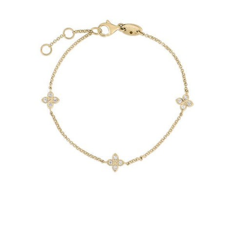 Roberto Coin Love By The Inch 3 Diamond Station Yellow Gold Bracelet
