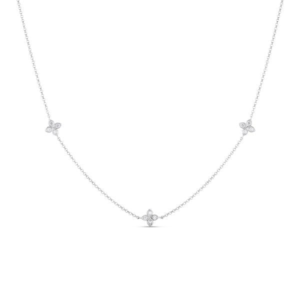 Roberto Coin Love By The Inch 3 Diamond Station White Gold Necklace