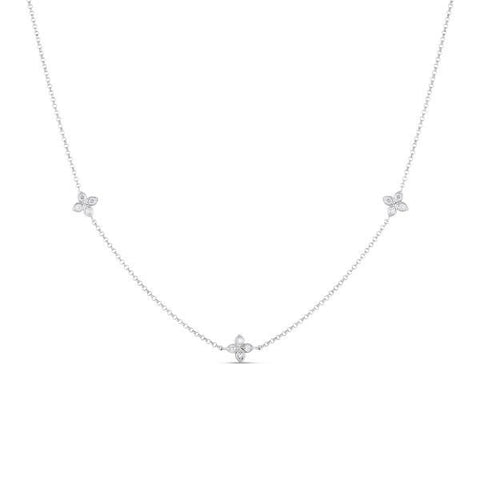 Roberto Coin Love By The Inch 3 Diamond Station White Gold Necklace