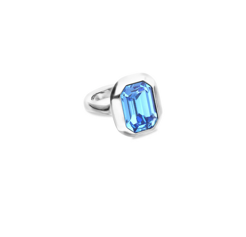 Uno de 50 Rectangular Blue Crystal Ring