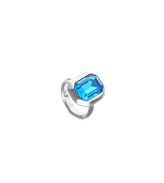 Uno de 50 Rectangular Blue Crystal Ring