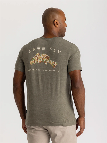 Free Fly Vintage Camo Redfish Pocket Tee / Heather Fatigue