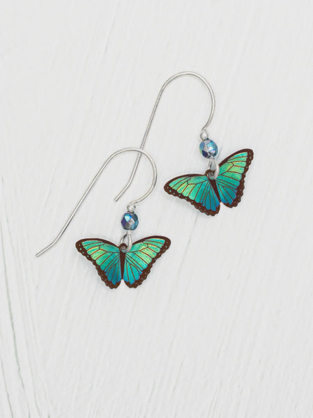 Holly Yashi Petite Bella Butterfly Green Flash Earrings