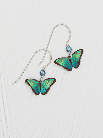 Holly Yashi Petite Bella Butterfly Green Flash Earrings