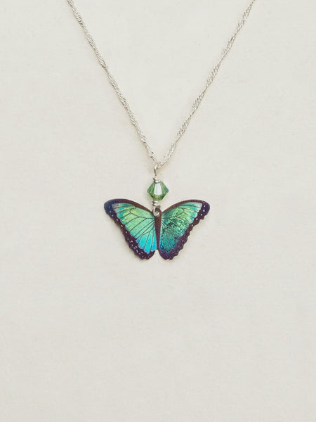 Holly Yashi Bella Butterfly Green Flash Pendant Necklace