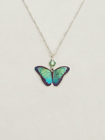 Holly Yashi Bella Butterfly Green Flash Pendant Necklace