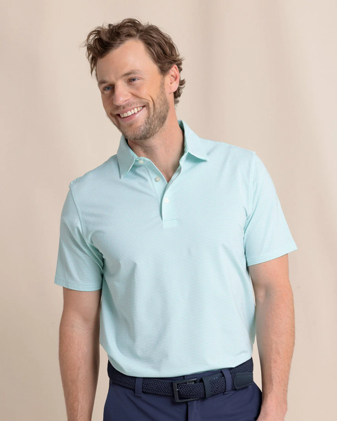 Southern Tide Men's Short Brreeze Meadowbrook Stripe Performance Polo / Mint