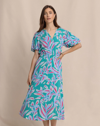 Southern Tide Women's Penni Vintage Gardens Midi Dress / Spruce Shade