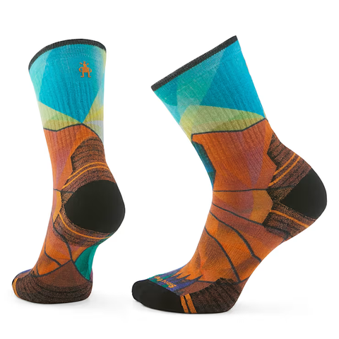 Smartwool Women's Hike Mountain Prism Print Crew Socks / Orange Rust