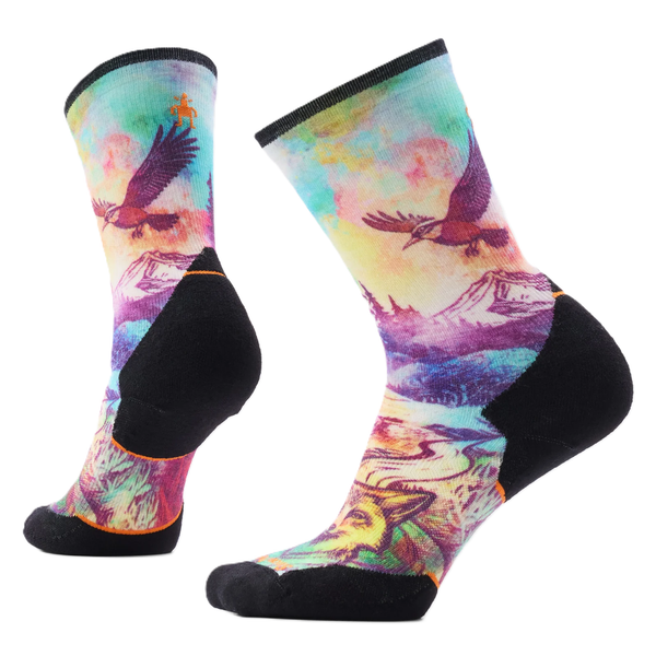 Smartwool Women's Trail Run Targeted Cushion Serene Peak Print Crew Socks / Dusty Teal