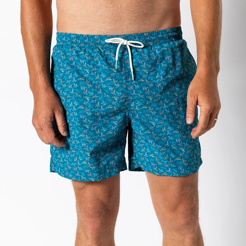 Duck Head Men's Print Sailport Swim Short / 6" Sail Blue
