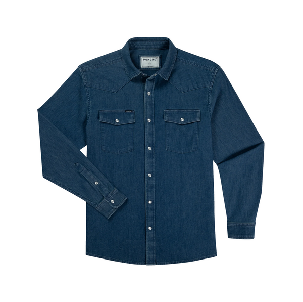Poncho Men's Long Sleeve Denim Shirt