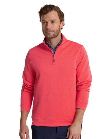 Southern Tide Men's Long Sleeve Schooner Quarter Zip / Snapper