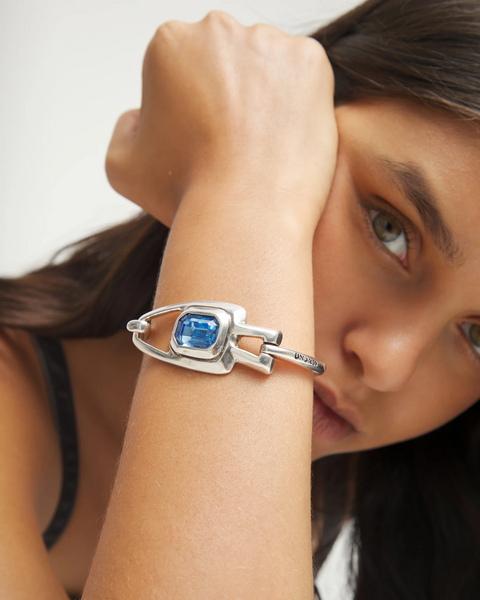 Uno de 50 Semi Rigid Blue Stone Bracelet