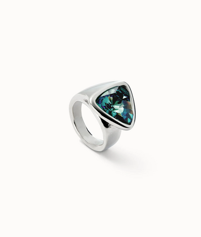 Uno de 50 Ser Camaleonica Silver Plated Green Crystal Ring