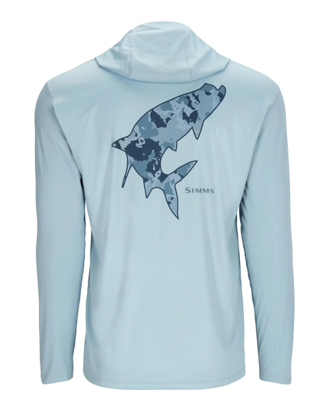 Simms Mens LS Tech Hoody - Artist Series / Steel Blue-Tarpon R Camo Neptune