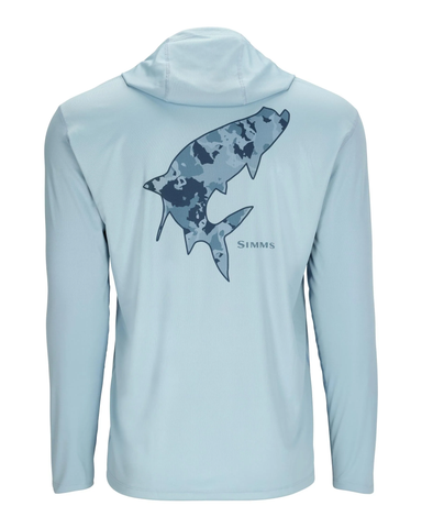 Simms Mens LS Tech Hoody - Artist Series / Steel Blue-Tarpon R Camo Neptune