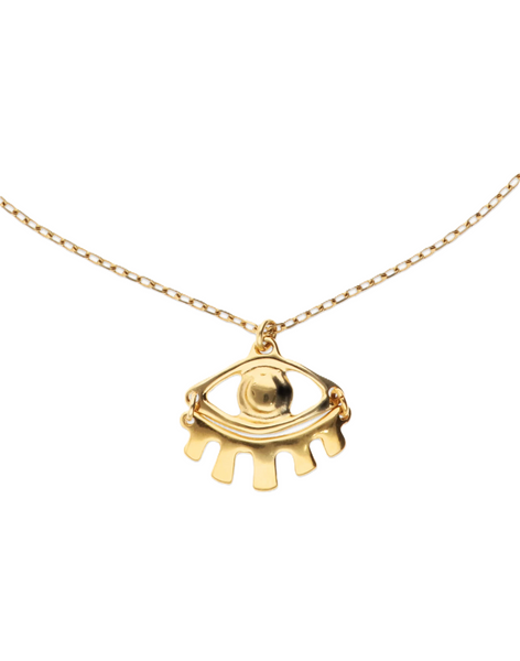 Uno de 50 Gold Small Central Eye Short Necklace