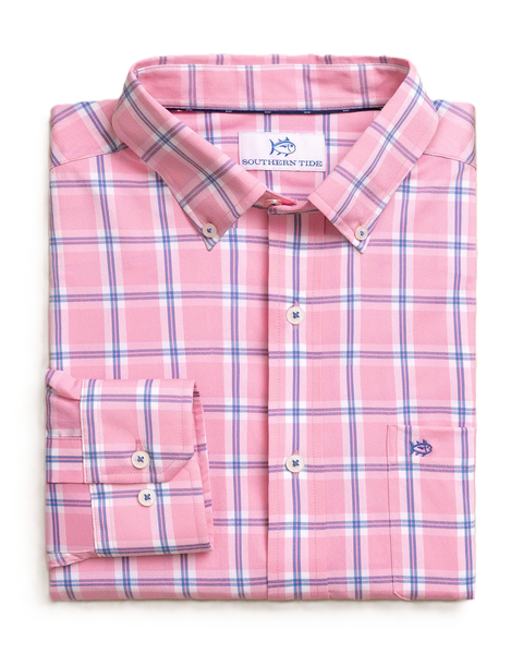 Southern Tide Men's LS Coastal Breeze South Beach Sportshirt / Sea Pink