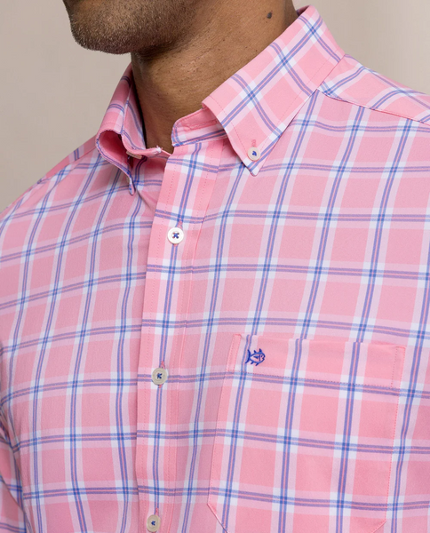 Southern Tide Men's LS Coastal Breeze South Beach Sportshirt / Sea Pink
