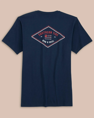 Southern Tide Men's Short Sleeve Rod and Reel Flag T-Shirt / Navy