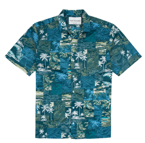 Tori Richard Tile Tides S/S Shirt / Marine Green