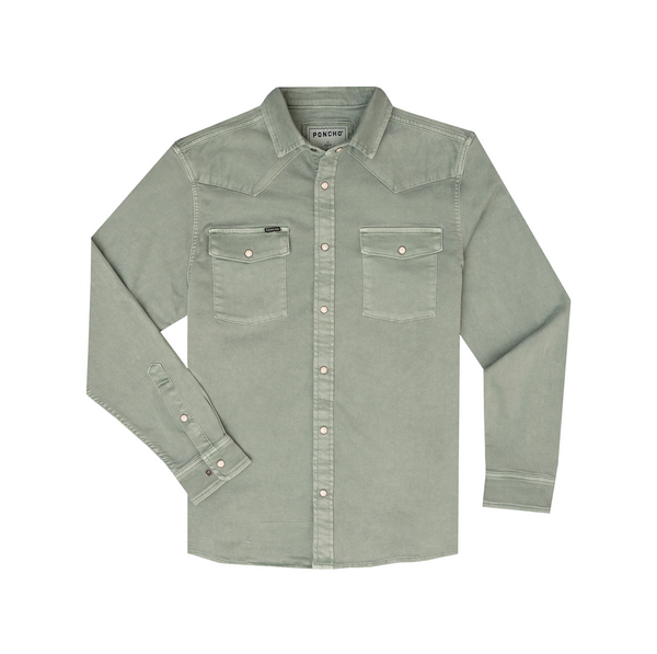 Poncho Men's Long Sleeve Denim Shirt