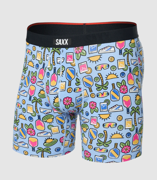 Saxx Men's Vibe Xtra Soft Comfort Boxer Brief- Pickleball Paradise / Blue