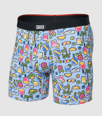 Saxx Men's Vibe Xtra Soft Comfort Boxer Brief- Pickleball Paradise / Blue