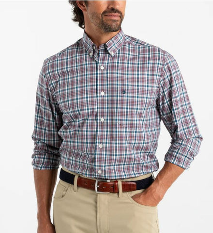 Duck Head Men's Wallace Plaid L/S Performance Poplin Shirt / Legion Blue