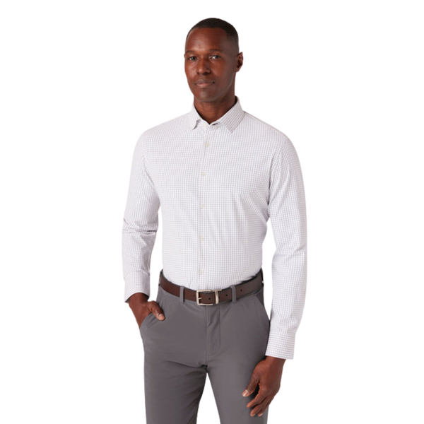Mizzen + Main Men's Leeward Trim Fit Men's Dress Shirt / White Navy Mini Grid