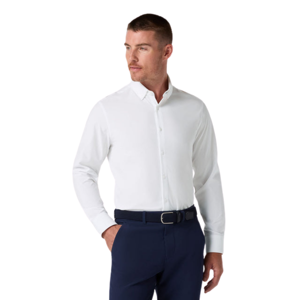 Mizzen + Main Men's Leeward Trim Fit L/S Dress Shirt / White Solid
