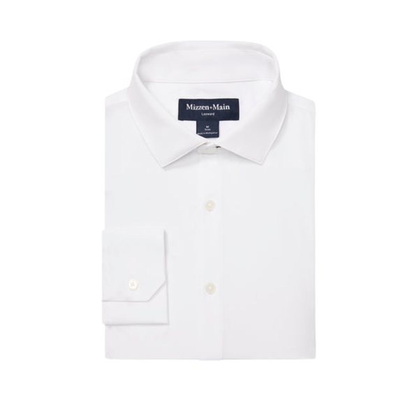 Mizzen + Main Men's Leeward Trim Fit L/S Dress Shirt / White Solid
