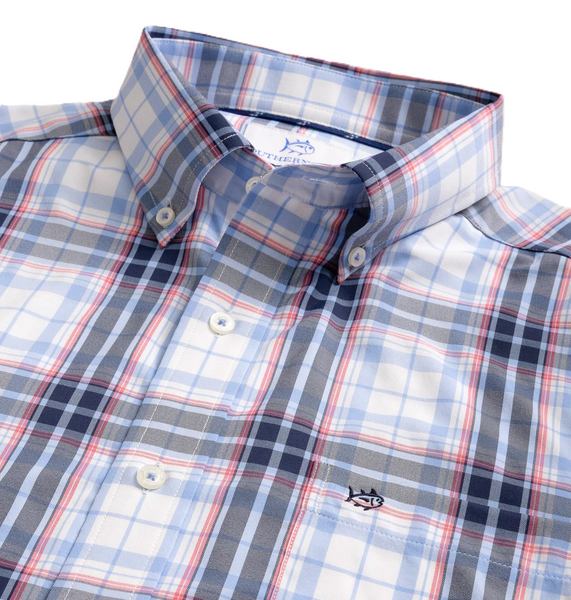 Southern Tide Men's LS Intercoastal Willowbrook Plaid Sportshirt / Ocean Channel