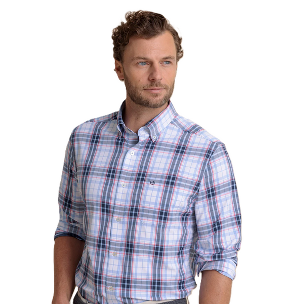 Southern Tide Men's LS Intercoastal Willowbrook Plaid Sportshirt / Ocean Channel