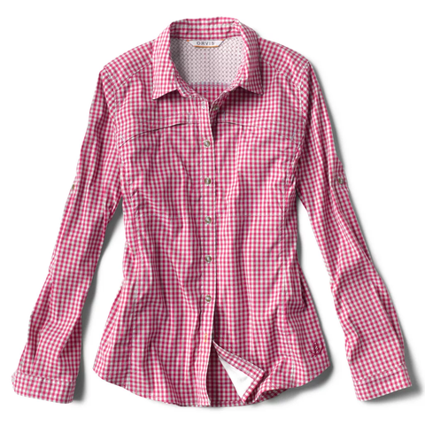 Orvis Women's River Guide Gingham Tech Shirt/Fuschia Check