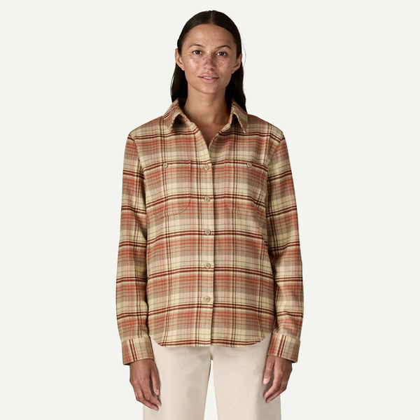 Patagonia Women's LS Fjord Flannel Shirt / River Plaid Potters Red