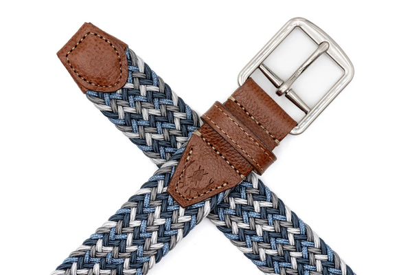 Martin Dingman Men's Newport Woven Italian Rayon Elastic Belt / Blue Multi
