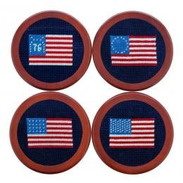 Smathers and Branson American Flag Needlepoint Coaster Set
