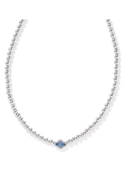 Kendra Scott Abbie Silver Light Blue Mother Of Pearl Beaded Necklace