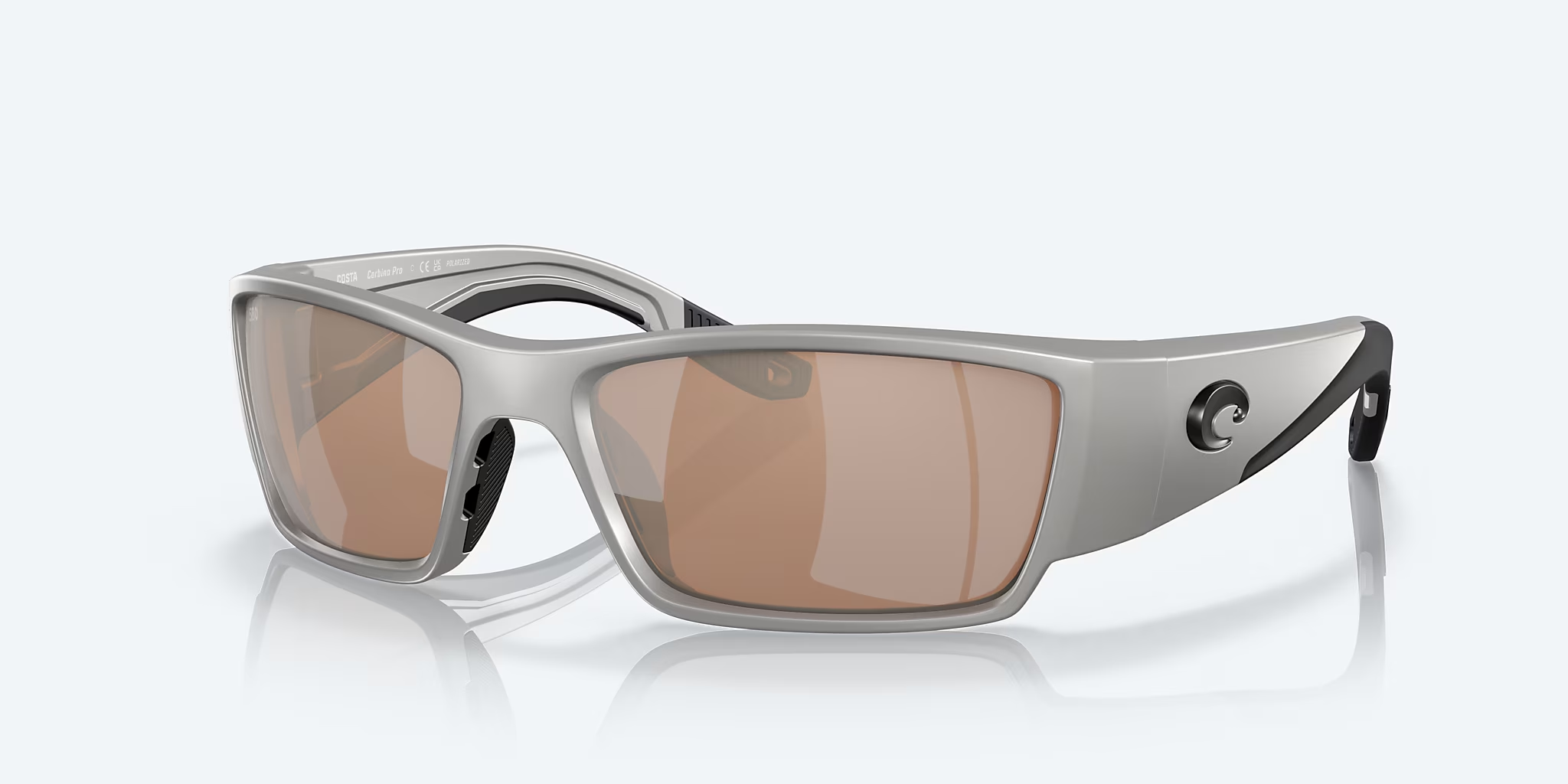 Costa Del Mar Tybee - Occhiali Da Sole Rettangolari Da Uomo, Cristallo Grigio Chiaro Lucido/Blu Specchio Polarizzato -580 G, 52 Mm - Foto 4