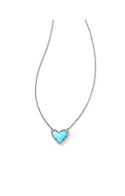 Kendra Scott Ari Turquoise Magnesite Heart Silver Necklace