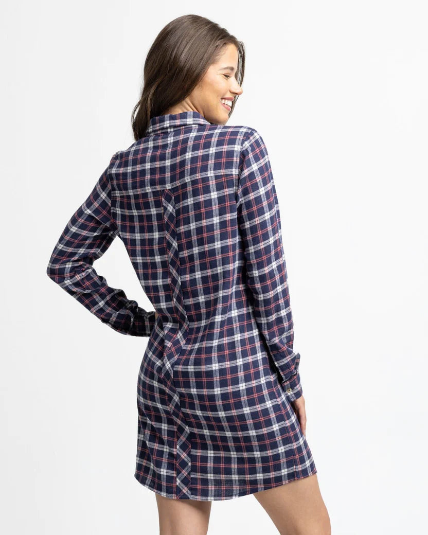 Southern Tide Kamryn Chilly Morning Plaid Dress Nautical Navy / S Southern Tide Kamryn Chilly Morning Plaid Dress Nautical Navy / S