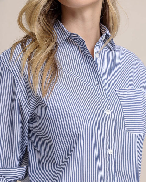 Southern Tide Women's Katherine Striped Shirt / Dress Blue